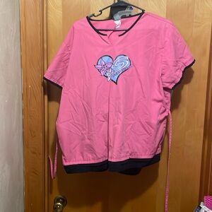 Scrubs Pink and Blue Graphic Scrub top M2